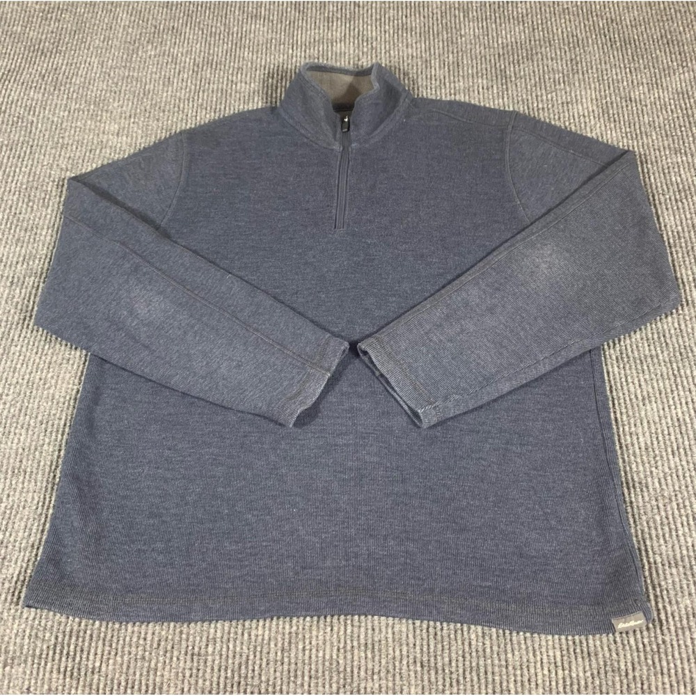 Eddie Bauer Sweater Mens Extra Large Blue 1/4 Zip Pull Over Heavyweight Outdoors